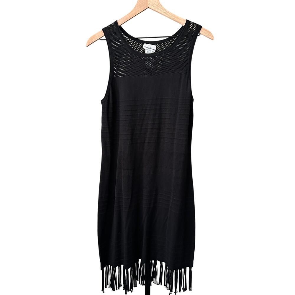 Tommy Bahama Hi Neck Lightweight Sweater Dress Coverup Medium Black NWT - Picture 1 of 5